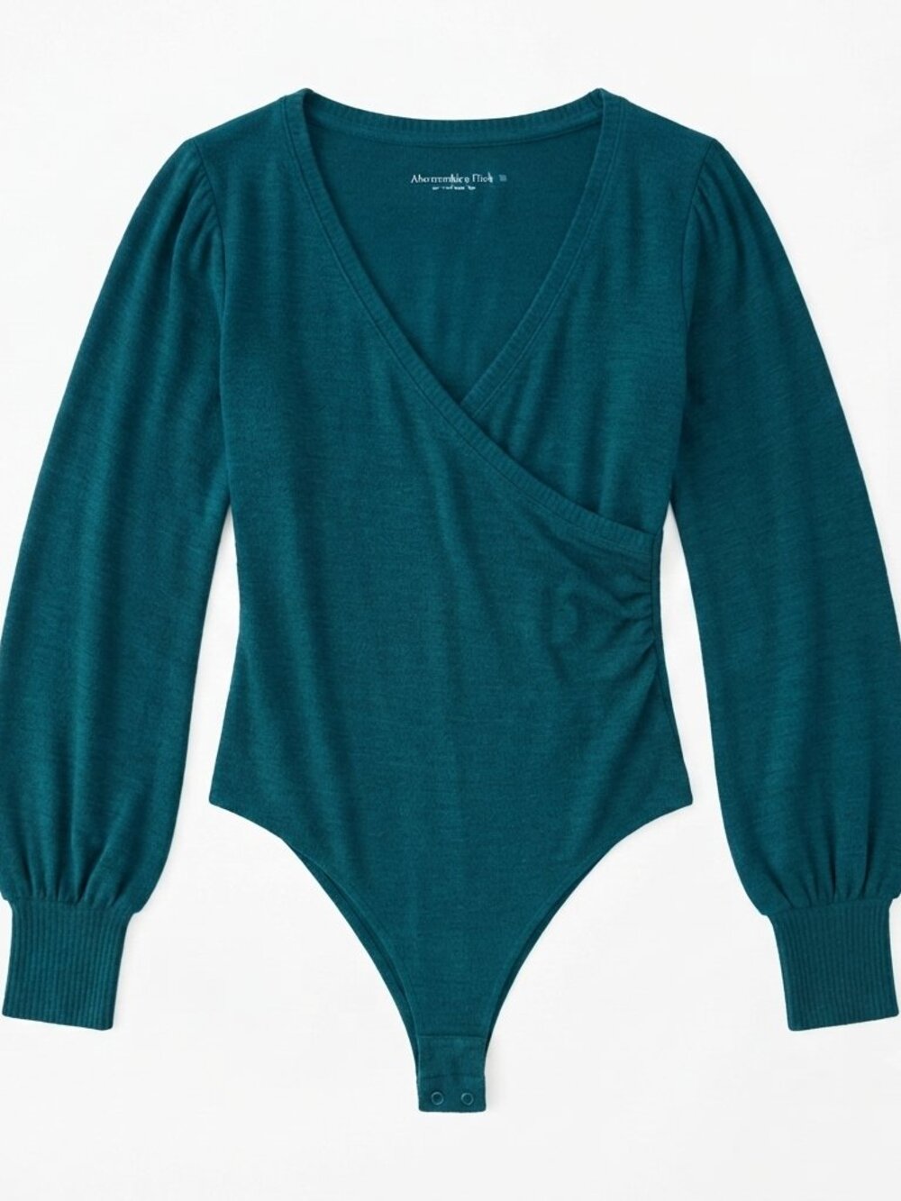 Abercrombie & Fitch Soft AF Wrap Bodysuit Long Sleeve Teal Blue XS